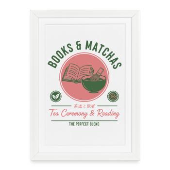 Books And Matchas Tea Ceremony And Reading Matcha - Framed poster (27 × 37 cm) - white - Front