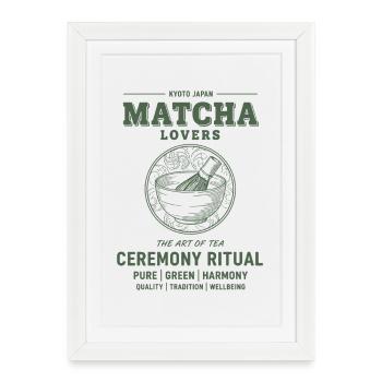 Amateurs de matcha : Cérémonie de Kyoto Japon Thé rituel - Affiche encadrée (27 × 37 cm) - blanc - Devant