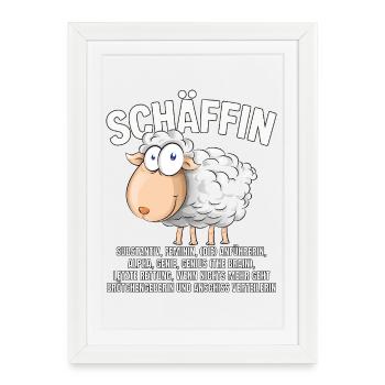 Schäffin - Alpha Schaf als Chefin - Gerahmtes Poster (27 × 37 cm) - Weiß - Vorne