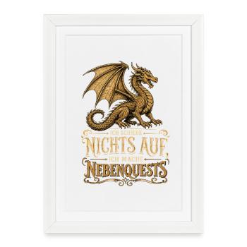 T-shirt Dragon Gamer des Quêtes secondaires - Affiche encadrée (27 × 37 cm) - blanc - Devant