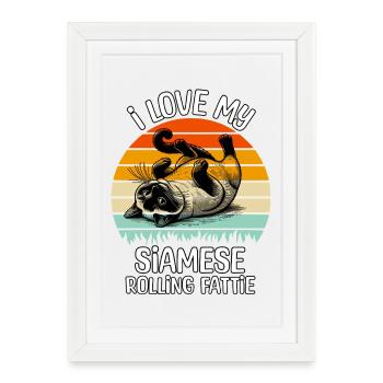 Funny Siamese Cat - Framed poster (27 × 37 cm) - white - Front