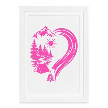 Camping Nature Adventure dans les Montagnes Heart - Affiche encadrée (27 × 37 cm) - blanc - Devant