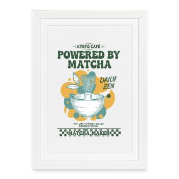 Propulsé par Matcha Daily Zen Matcha Maker Kyoto - Affiche encadrée (27 × 37 cm) - blanc - Devant
