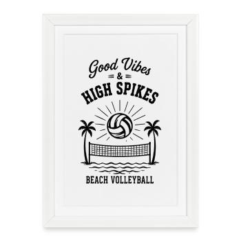 G Vibes & High Spikes Beach Volley-volley - Affiche encadrée (27 × 37 cm) - blanc - Devant