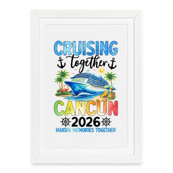 Vacances en famille Cancún 2026 - Affiche encadrée (27 × 37 cm) - blanc - Devant