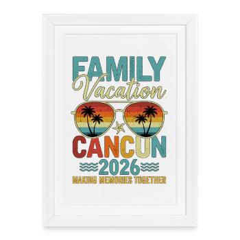 Vacances en famille Cancún 2026 - Affiche encadrée (27 × 37 cm) - blanc - Devant