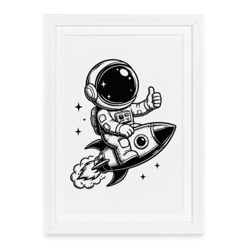 Astronaut on rocket space adventure - Framed poster (27 × 37 cm) - white - Front