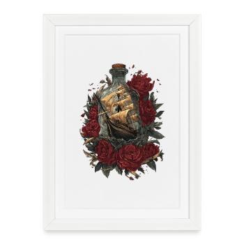 Ship in Bottle - Roses and Freedom - Framed poster (27 × 37 cm) - white - Front