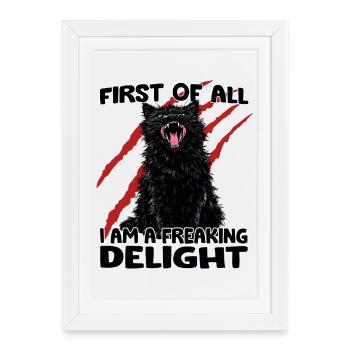 Chat noir coquin Gobelin mode Folie des chats - Affiche encadrée (27 × 37 cm) - blanc - Devant