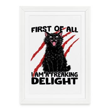 Goblin Fashion Cat Black Cat Aggressive Zoomie - Framed poster (27 × 37 cm) - white - Front