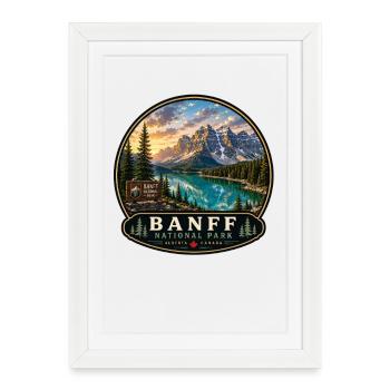 Parc national de Banff Vacances Camping, randonnée Nature - Affiche encadrée (27 × 37 cm) - blanc - Devant