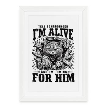 Chemise Schrödinger Chat Vivant - Affiche encadrée (27 × 37 cm) - blanc - Devant