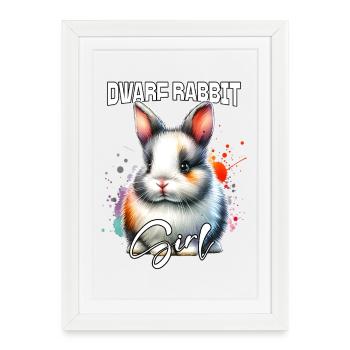 Nain Lapin Fille Nain Lapin - Affiche encadrée (27 × 37 cm) - blanc - Devant
