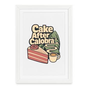 Cake After Calobra Mallorca Road Cycling Humor - Gerahmtes Poster (27 × 37 cm) - Weiß - Vorne