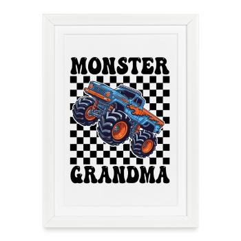 Monster Truck Blue Flames - Framed poster (27 × 37 cm) - white - Front
