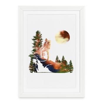 hiking, wanderlust, night hiking, moonlight, - Framed poster (27 × 37 cm) - white - Front