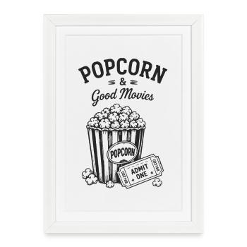 Popcorn and Good Movies Cinema Movie Ticket - Framed poster (27 × 37 cm) - white - Front