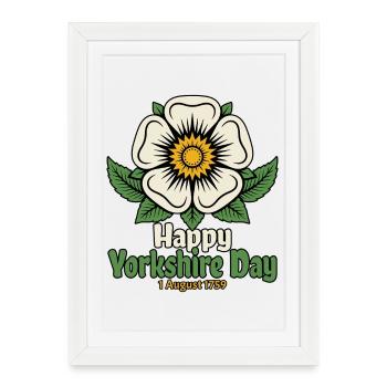 Joyeuse Journée du Yorkshire 1er août 1759 Rose Blanche - Affiche encadrée (27 × 37 cm) - blanc - Devant