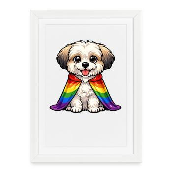 Havanese Pride Dog Rainbow Cloak LGBTQ - Framed poster (27 × 37 cm) - white - Front