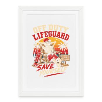 Humour de plage de sauveteur hors service - Affiche encadrée (27 × 37 cm) - blanc - Devant