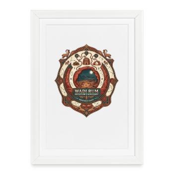 Wadi Rum Jordan Coucher de soleil vintage - Affiche encadrée (27 × 37 cm) - blanc - Devant