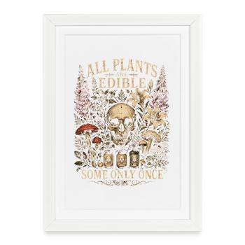 Plantes, jardiniers, jardin, toutes les plantes sont comestibles - Affiche encadrée (27 × 37 cm) - blanc - Devant