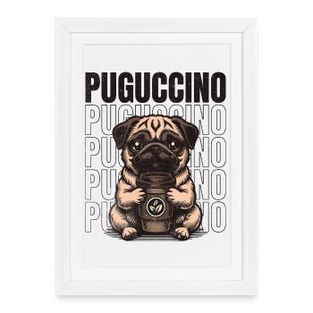 Puguccino Pug Kaffee & Coffee Vibes - Affiche encadrée (27 × 37 cm) - blanc - Devant
