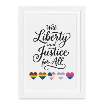 LGBTQ Pride Month - With Liberty and Justice for A - Framed poster (27 × 37 cm) - white - Front