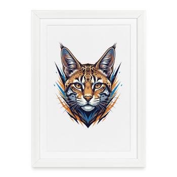 Wildcat dans le style néon - Affiche encadrée (27 × 37 cm) - blanc - Devant