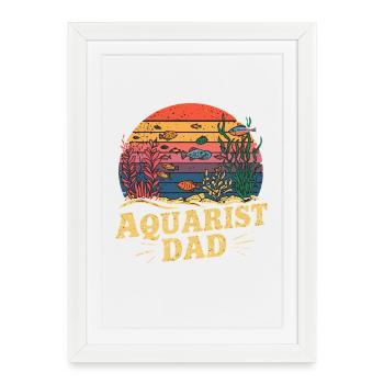 Aquariophile Papa Retro Aquarium Père Aquatique - Affiche encadrée (27 × 37 cm) - blanc - Devant
