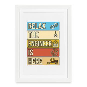 Relax The Engineer Is Here Retro Gift - Framed poster (27 × 37 cm) - white - Front