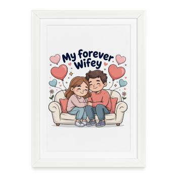 Couple douillet pour toujours sur le canapé - Affiche encadrée (27 × 37 cm) - blanc - Devant