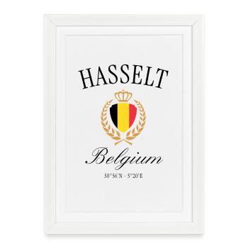 Hasselt Belgium Coat of Arms Crown – Travel Souvenir - Framed poster (27 × 37 cm) - white - Front
