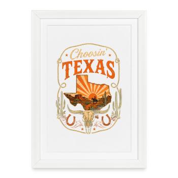 Texas Choice: Desert Sun and Langhorn - Framed poster (27 × 37 cm) - white - Front