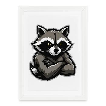 Charme de raton laveur entrelacé - Affiche encadrée (27 × 37 cm) - blanc - Devant