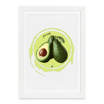 Illustration d’avocat dans un cercle - Affiche encadrée (27 × 37 cm) - blanc - Devant