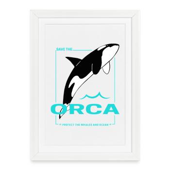 Orca protège les baleines et le design des épaulards marins - Affiche encadrée (27 × 37 cm) - blanc - Devant