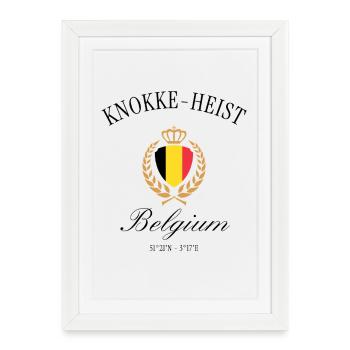 Couronne des armoiries de Knokke-Heist Belgium – Souvenir de voyage - Affiche encadrée (27 × 37 cm) - blanc - Devant