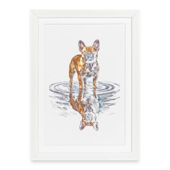 French Bulldog Water Reflection - Framed poster (27 × 37 cm) - white - Front