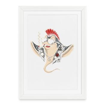 Punk Rays avec des lunettes de soleil Mohawk - Affiche encadrée (27 × 37 cm) - blanc - Devant