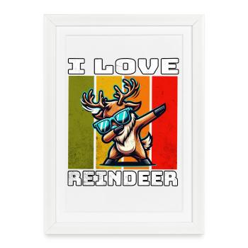 Reindeer Rentier - Framed poster (27 × 37 cm) - white - Front