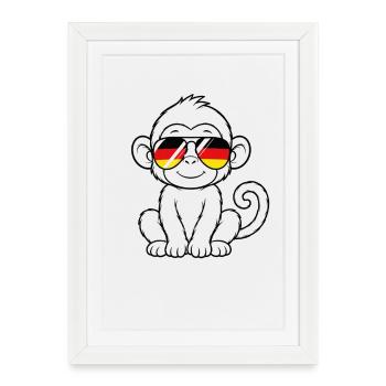 Singe drapeau allemand Singe allemand - Affiche encadrée (27 × 37 cm) - blanc - Devant