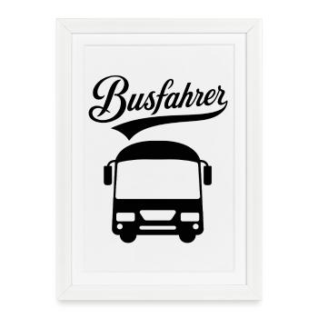 Profession Conception du texte du chauffeur de bus par bus - Affiche encadrée (27 × 37 cm) - blanc - Devant
