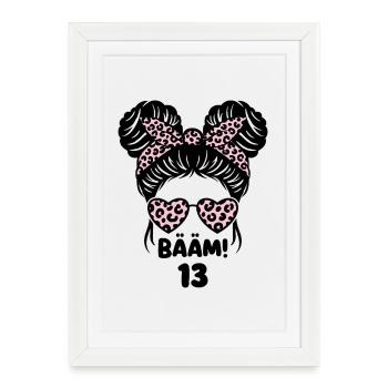 Treizième anniversaire d’une fille d’anniversaire - Affiche encadrée (27 × 37 cm) - blanc - Devant