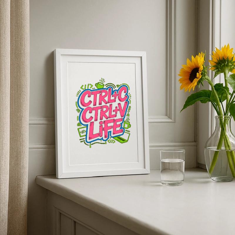 Remote Developer Ctrl+C Ctrl+V Life Web Developer Gerahmtes Poster (27 × 37 cm)