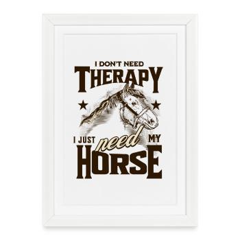 Humour de la thérapie équestre - Affiche encadrée (27 × 37 cm) - blanc - Devant
