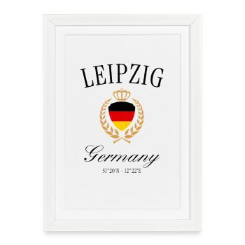 Leipzig Germany Coat of Arms Crown – Travel Souvenir - Framed poster (27 × 37 cm) - white - Front