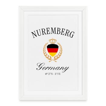 Couronne des armoiries de Nuremberg – Souvenir de voyage de la Franconie - Affiche encadrée (27 × 37 cm) - blanc - Devant