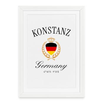 Couronne des armoiries de Constance Allemagne – Voyage au lac de Constance - Affiche encadrée (27 × 37 cm) - blanc - Devant