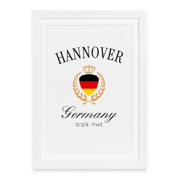 Couronne des armoiries de Hanovre – Souvenir de design de voyage - Affiche encadrée (27 × 37 cm) - blanc - Devant